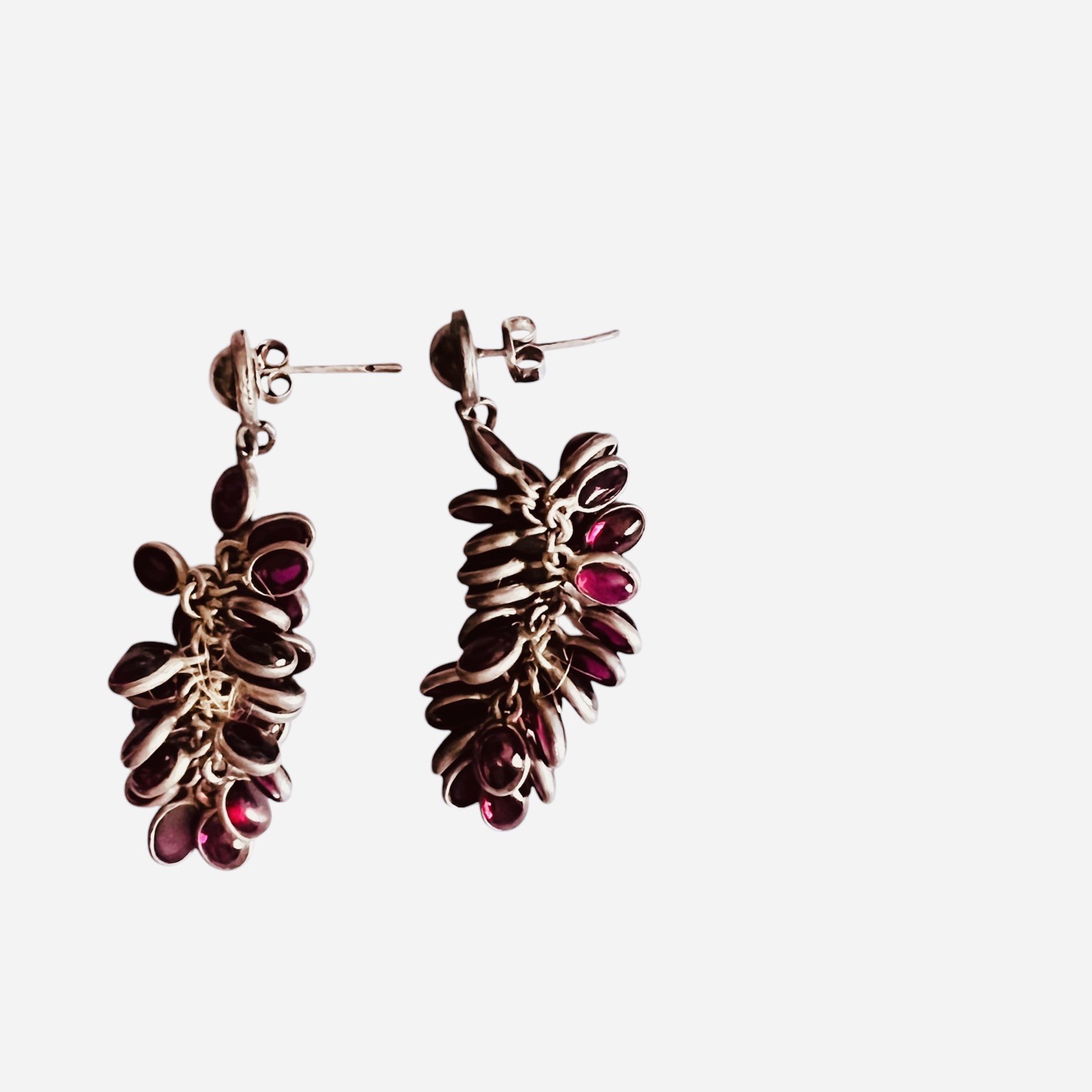 Garnet Gemstone Solid Silver Hook Dangle Drop Art… - image 5