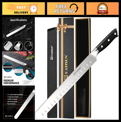 12'' Carving & Slicing Knife for Brisket, BBQ & Meat Cutting, Razor Sharp Steel,