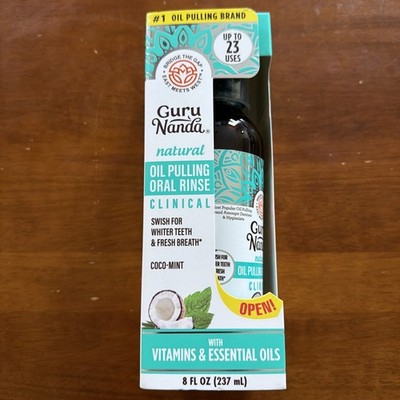 GuruNanda Coconut Mint Oil Pulling Mouthwash - Essential Oils & Vitamins 8 Oz