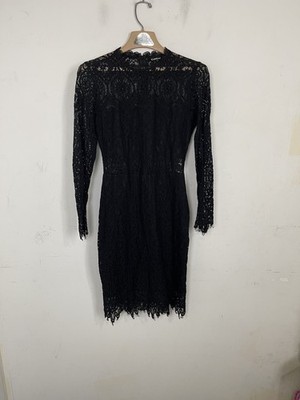 Bebe Women Dress Medium Black Lace Sheath Whimsigoth Goth Emo Hoco Date Cocktail