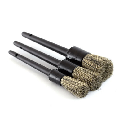 3-teiliges natürliches Wildschweinhaar Auto Detailing Pinsel Set weiche Borsten Reinigungsset Rad