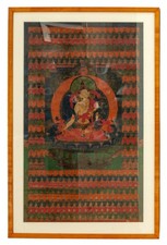 Sita Tara Distemper and Gold on Cloth Thangka Central Tibet 18th Century Jucker