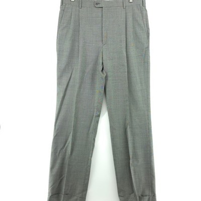 Zanella Mens Bennett Wool Pleated Dress Pants Gray 36x33 Made in Italy Luxury