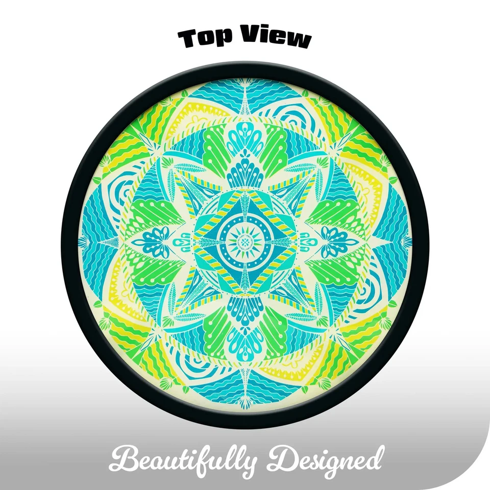 Mesa auxiliar exterior vidrio redondo G128 14 pulgadas patrón mandrágora soporte para plantas Foto 2 de 4