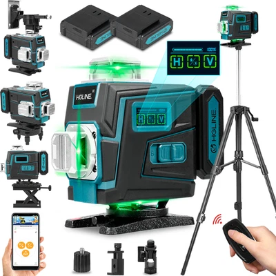 HGLINE 16 Line Laser Level Wasserwaage 4D 360° Kreuzlinienlaser Nivelliergerät + Stativ