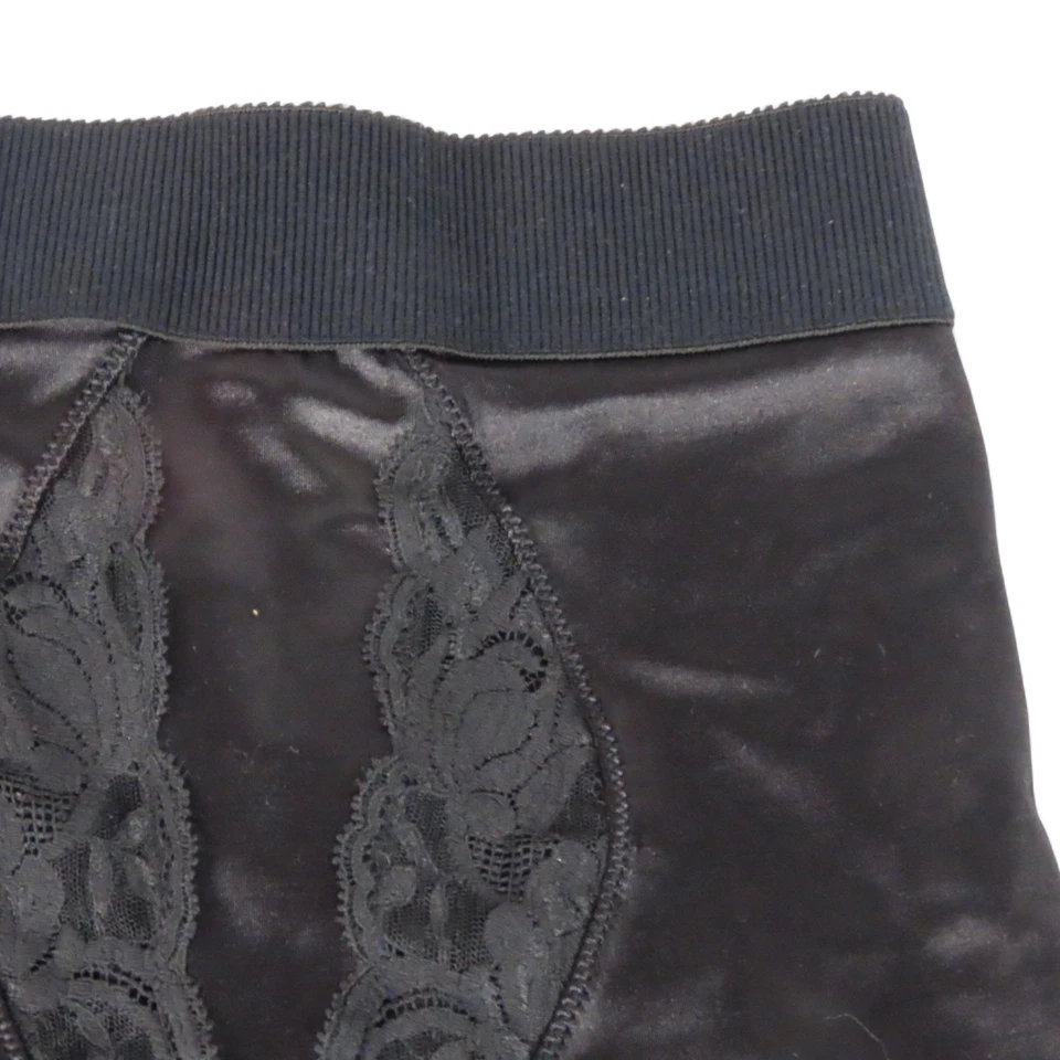 De Colección Vanity Fair FAJA NEGRA BRILLANTE Y ENCAJE Bragas Pierna Larga Cintura Alta Pin-Up M Foto 3 de 4