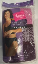 VTG 2001 Hanes Her Way Accents Hi-Cut Cotton Brief Size 7 Women 3 Pack Panties