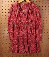 ULLA JOHNSON long sleeve floral a line peasant dress sz 4 boho hippy cottagecore