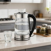 ZOKOP Glass Kettle Blue Illuminated Portable Electric Kettle LED 2000W 2L 220V