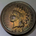 1905 RB Toned Indian Head Small Cent 1C Philadelphia Business Strike Circulated