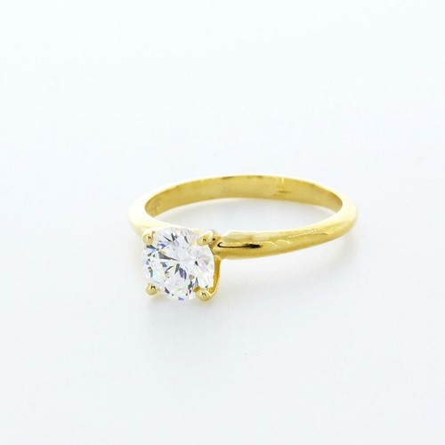 1.3CT Lab-Created Diamond E/VVS1 Round Cut 14K Gold Prong Classic Solitaire Ring - Picture 2 of 5