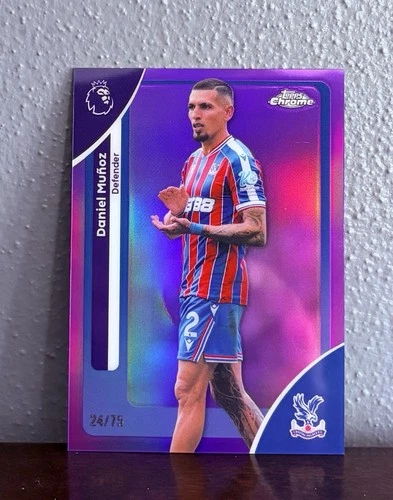 2025-26 Topps Chrome Premier League Daniel Muñoz #80 Crystal Palace /75 Purple
