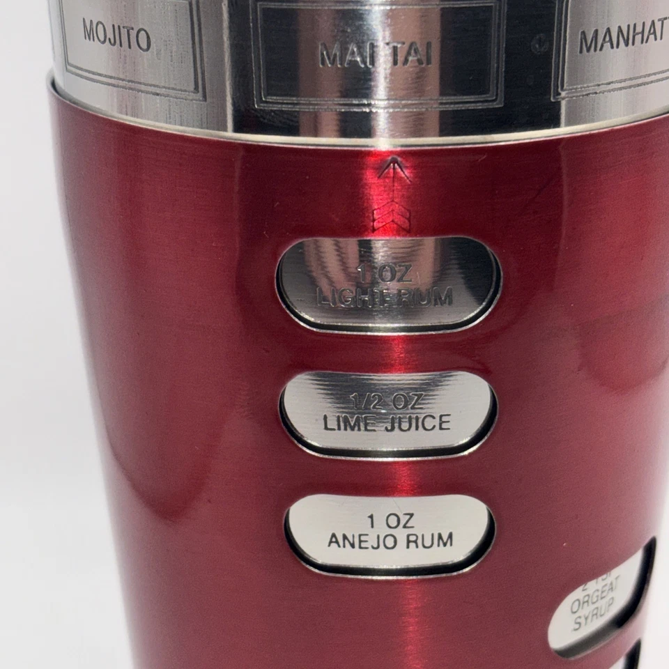 Receta giratoria roja de acero inoxidable coctelera Martini barware 24 oz Foto 4 de 4