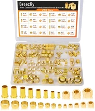 280PCS Compression Fittings Assortment kit - 8 Sizes Brass Compression Sleeve