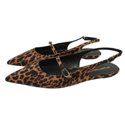 STUART WEITZMAN Leopard Nylon EMILIA Mary Jane Slingback Flats Shoes 12 B NEW