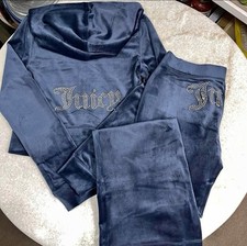 NEW Xl JUICY COUTURE Velour Bling Tracksuit Hoodie  Pant Regal Blue Rare.