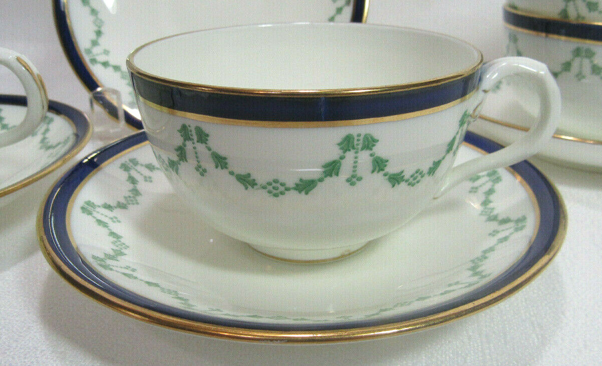 RoyalCauldonEnglandforWellsBarrageCoL3886Antique4Cup&SaucerSetsVGC