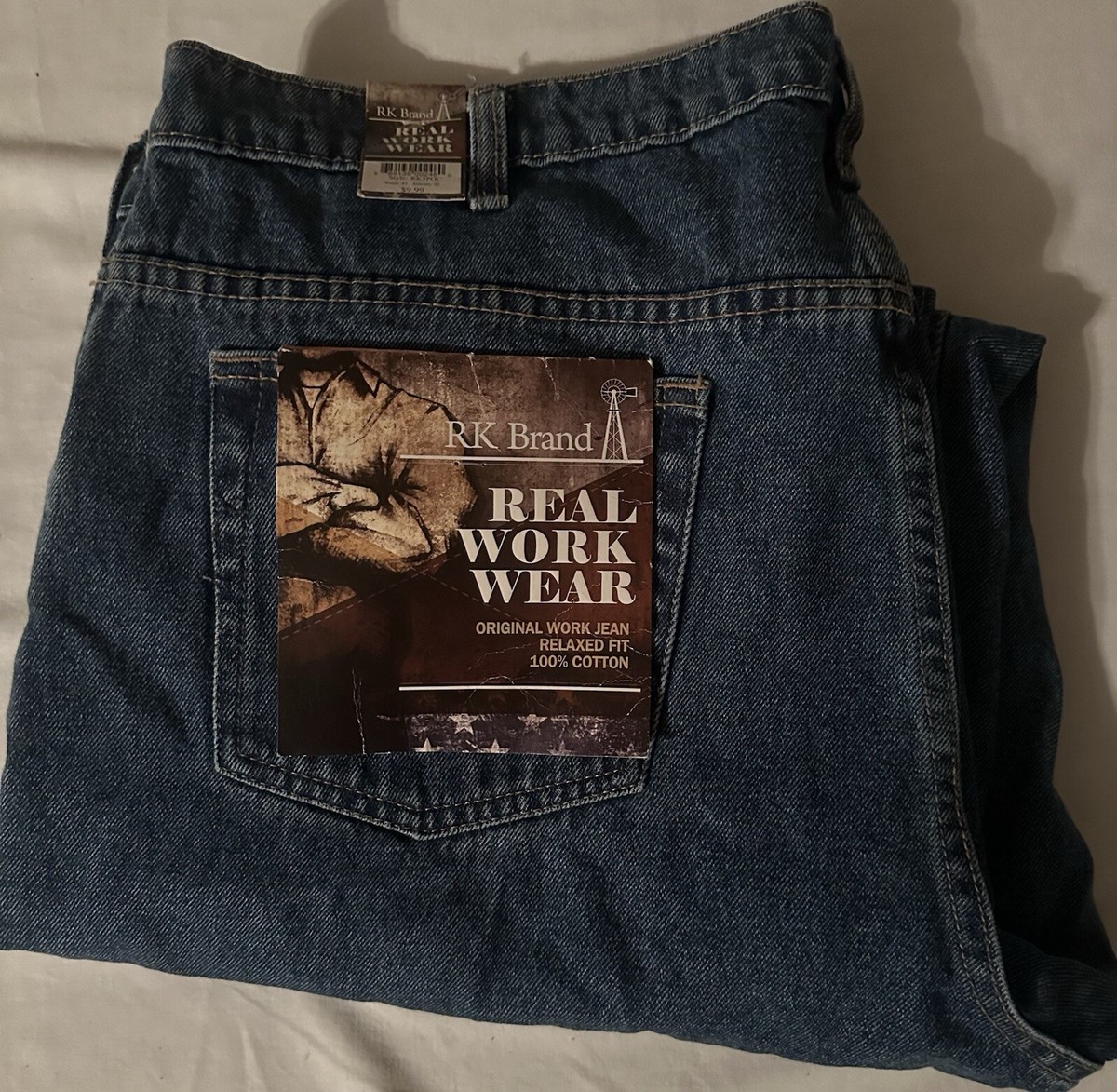 RK BRAND REAL WORK WEAR DENIM JEANS 42x32 Relaxed Fit NWT