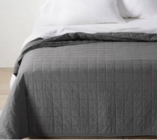 Casaluna Dark Gray Heavyweight Linen Blend Quilt KING Nwot