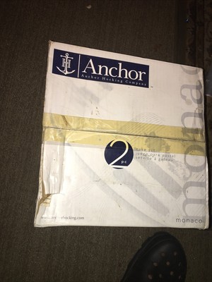 NEW IN BOX ANCHOR HOCKING Monaco Dome Ribbed 11  Cake Plate & Punch Bowl Set VTG