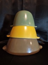 3pc MCM Fire King by Anchor Hocking USA Cinderella Style Nesting Mixing Bowls