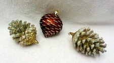 3 Large 4" PINECONE Christmas Autumn Ornaments Snow Capped Resin Unbreakable