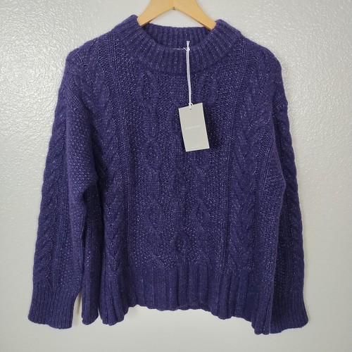 NWT Everlane Cloud Cable Knit Wool Alpaca Sweater Women's Med Purple Ink Soft!