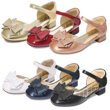 Girls Low Heel Bow Ballet Flats Toddler Wedding Party Dress Princess Shoes