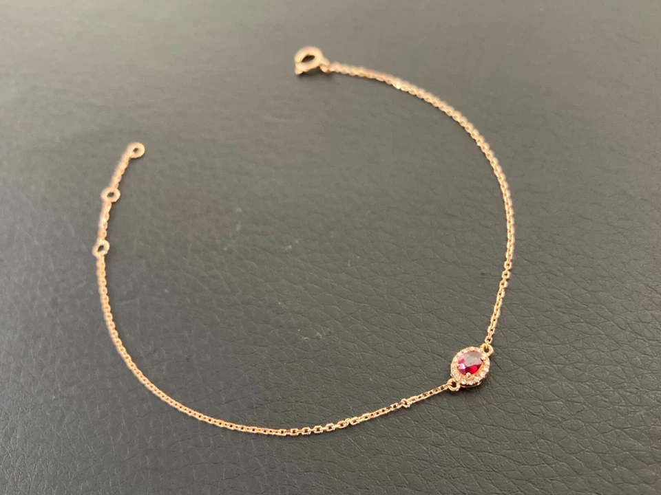 Brazalete de diamantes rubí oro 18K longitud 7 pulgadas Foto 4 de 4