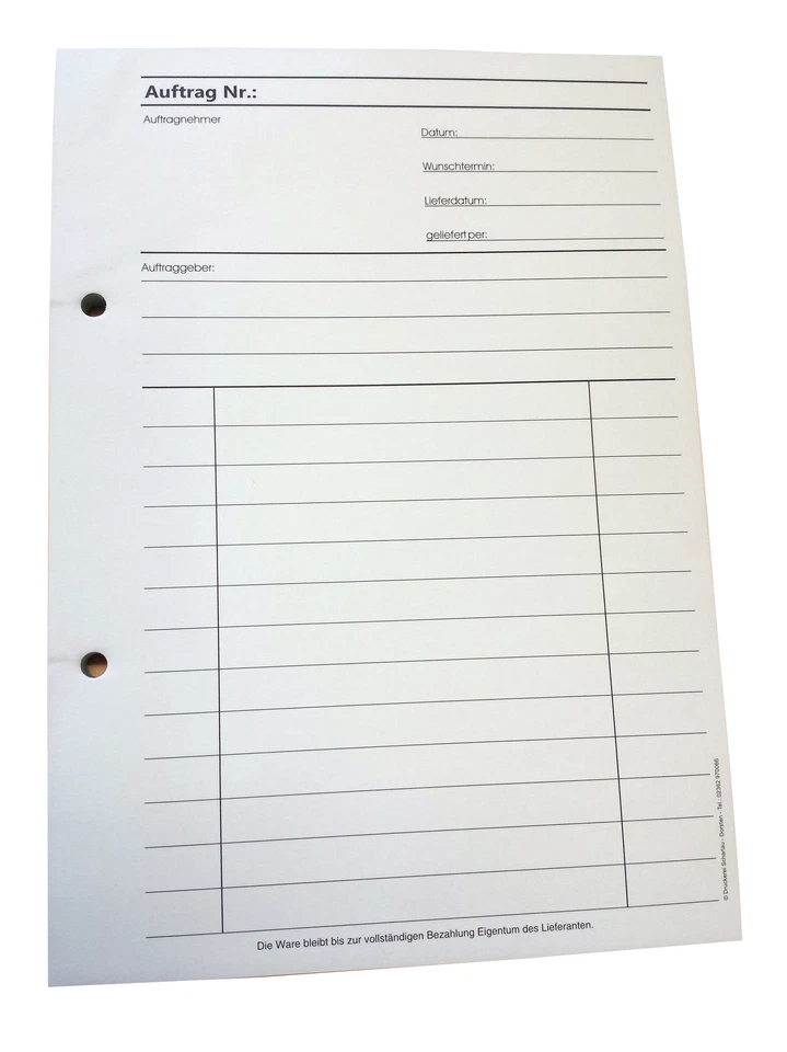 DRUCKEREI SCHARLAU 10x Auftragsblock,DIN A5,durchschreibend 2x50 Blatt - Auftrag,gelocht (22431)
