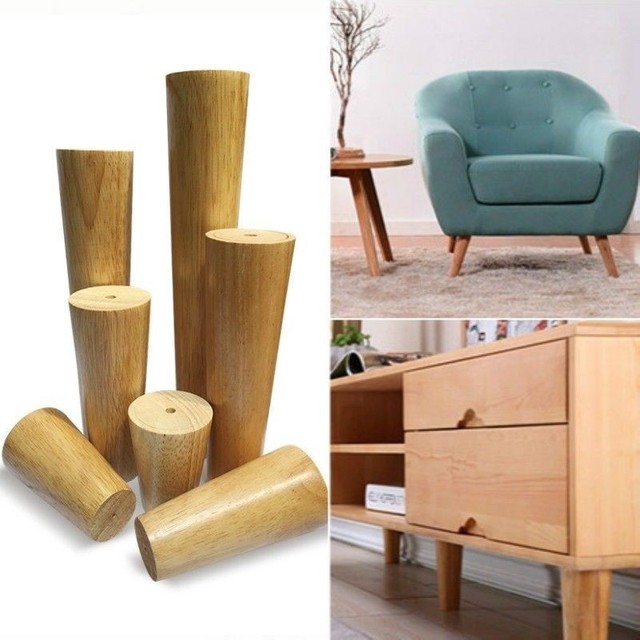 Set 4 Large Walnut Wood Bun Feet Legs Sofa Furniture Repair DIY 5.25x3