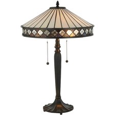 Image of Dark Bronze Table Lamp - Diamond Shaped Detailling - 2 x 60W E27 GLS Required