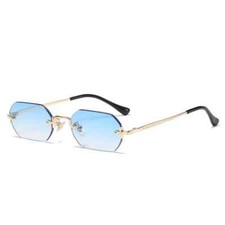 Rimless Polygon Sunglasses For Women Men Small Frame Retro Travel Uv Look