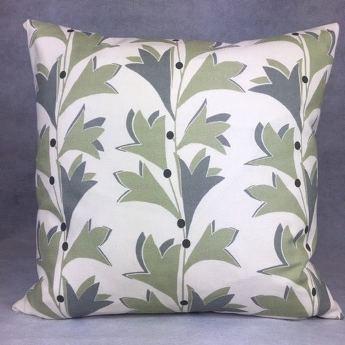 648.Handmade GREEN AND GREY LEAVES 100% Cotton Cushion Cover.Various sizes - Picture 2 of 2