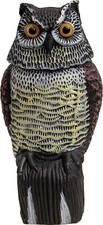 Large Realistic Owl Decoy With Rotating Head Bird Pigeon Crow Scarer Scarecrow