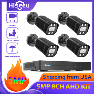 Hiseeu 8CH XVR 5MP Wired AHD CCTV Security Camera System Kit With 1TB HDD