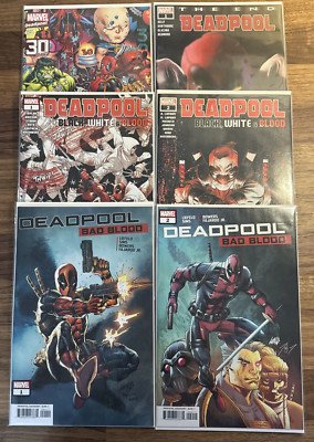 Deadpool comic lot 6 books Bad Blood 1 & 2 Black, White & Blood 1 & 2 Nerdy 30