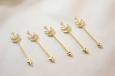 2p Zircon Long Chain Arrow Pendant,Cubic Zirconia Gold Arrow Tassels Chain Charm