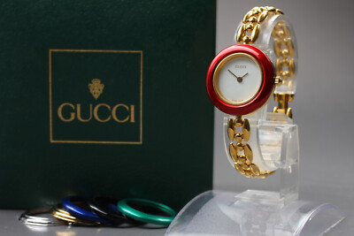 EXC+5 Case] Vintage Gucci 11/12.2 Change Bezel 6 Color QZ Woman's