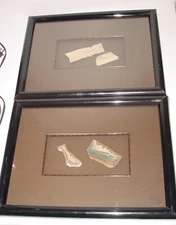 Lot of Two (2) Agate Pieces Matted in Brown and Framed in Black Frames