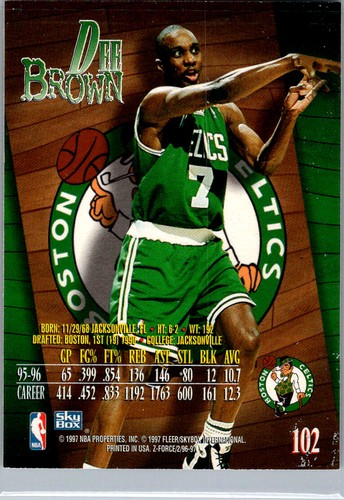 SkyBox Z-Force #102 Dee Brown Boston Celtics 1996-97 - Imagen 2 de 2