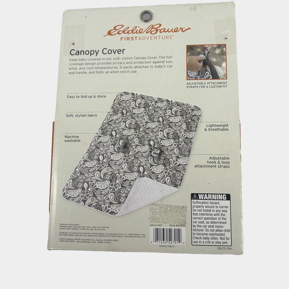 Eddie Bauer First Adventure Soft Stylish Unisex Baby Canopy Cover Car Seat - Image 3 of 4