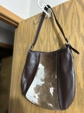 ili new york purse Faux Leather/ Cowhide Hobo Style EUC