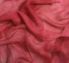Hand Dyed CHERRY RED - Silk Gauze Chiffon Fabric