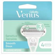 Gillette, Venus Smooth Sensitive Cartridges, 4 Count new nip blades