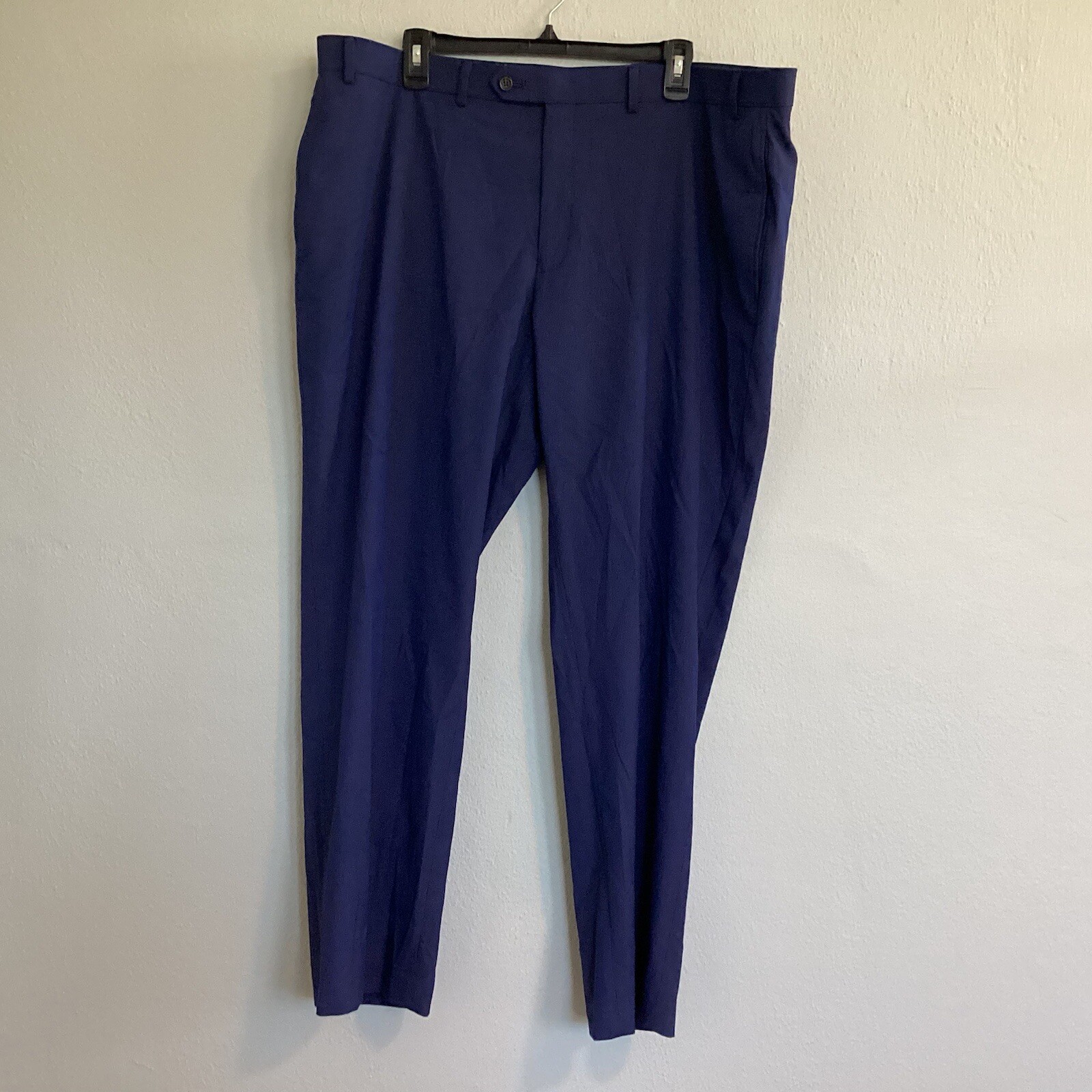 Lauren By Ralph Lauren Micro Plaid Dress Size 42x30 Classic Fit Blue Flat Front