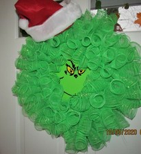 Grinch Deco Mesh Christmas Wreath 22 inch