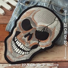 Horror Skull Biker Rock Motorcycle Iron on Embroidered Large Size Back patch XL