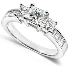 3Ct Princess Cut Simulated Diamond Trilogy Ring with Accent White Gold Plated