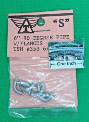 Triangle Scale Models S scale #353 Pipes with Flanges, 90 Degree, 6'' -More Below